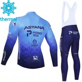 Tenue Cycliste Manches Longues et Collant à Bretelles 2021 Astana-Premier Tech Hiver Thermal Fleece N001